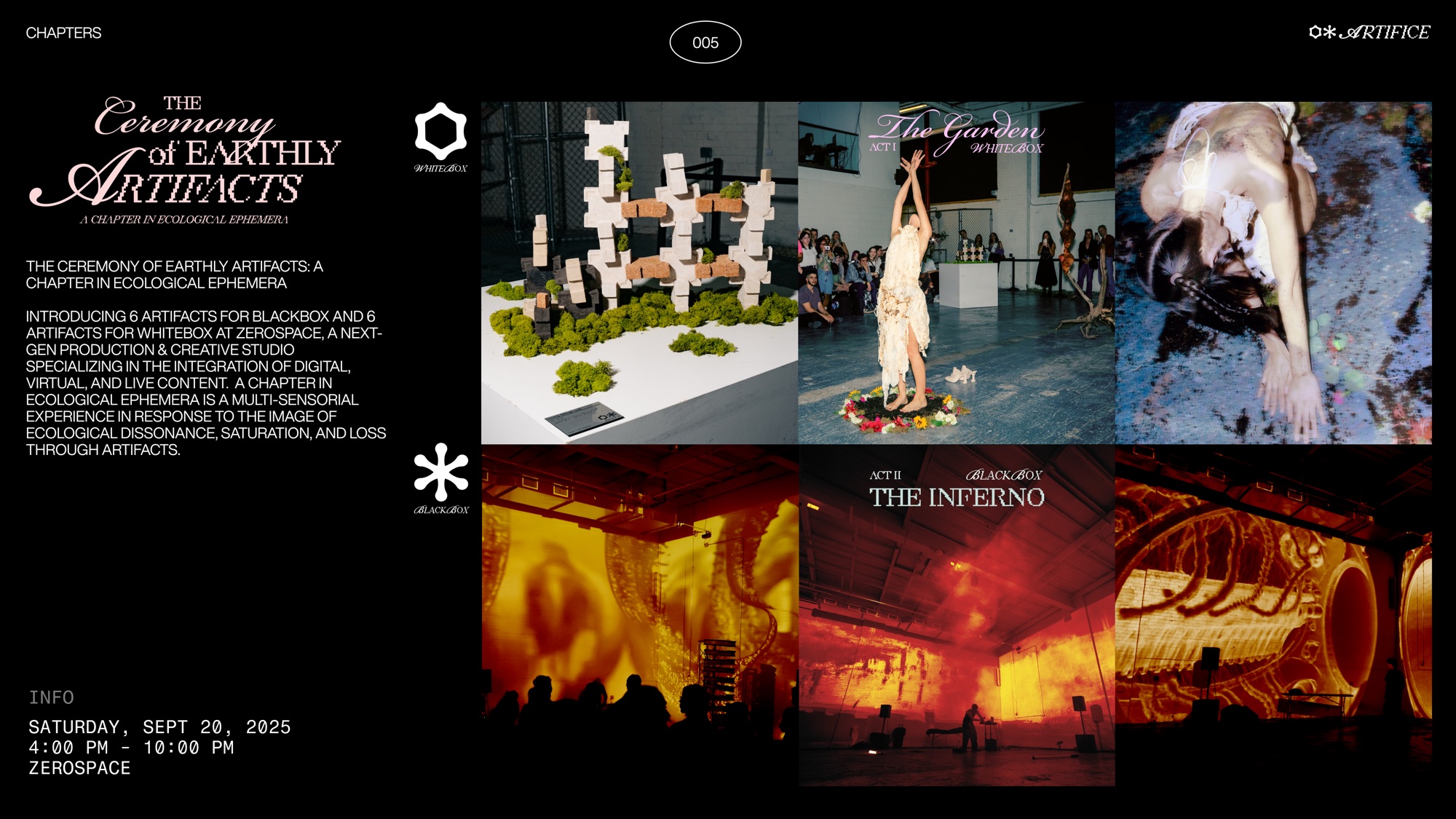Chapter 005, The Ceremony of Earthly Artifacts: WHITEBOX above, BLACKBOX below